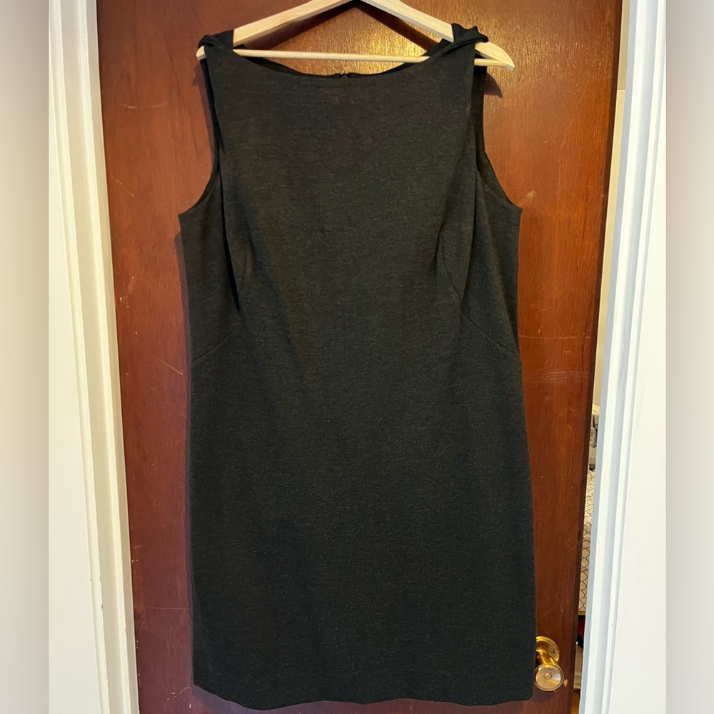 MM LaFleur Lydia Dress Charcoal Gray Ponte Knit Sleeveless Twist Strap